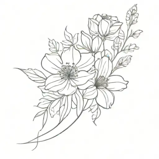 Wild Flower Bouquet Fine Line