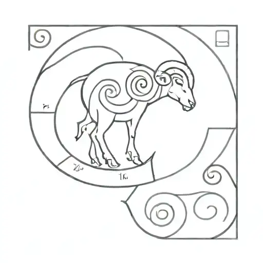 Aries Zodiac Sign Fibonacci Spiral