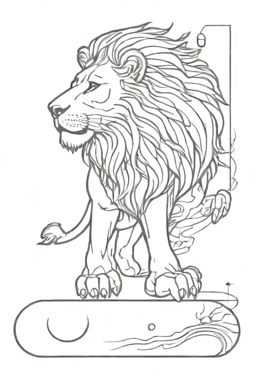 Astrology Lion Nature Black And White Ocean Skateboard