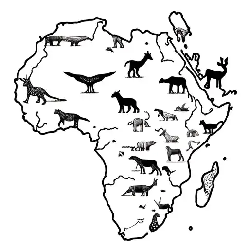 South Africa Map Made Entirely Of African Animals Tattoo