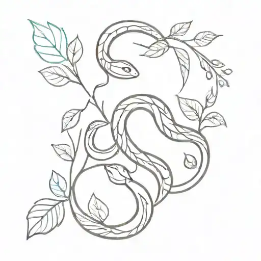 Snake And Leaves Growing