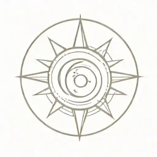 Geometric Sun And Moon Merging Together