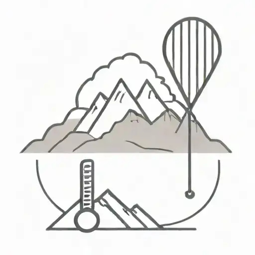 A Minimalist Design Of A Badminton Racket And Shuttlecock With A Mountain Backdrop