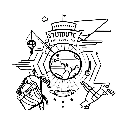 A Silhouette Of A Student Backpack With Travel Destinations As Patches