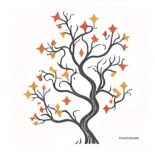 Many Lines Gothic Poison Tree With Flowing Red Blood And Crosses Made Of Many Curved Lines