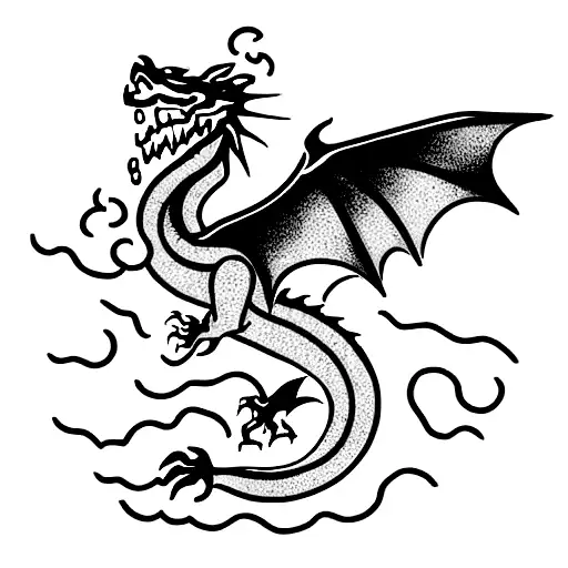 Dragon With Fire And Water