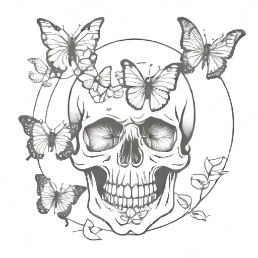 Skull With Butterflies