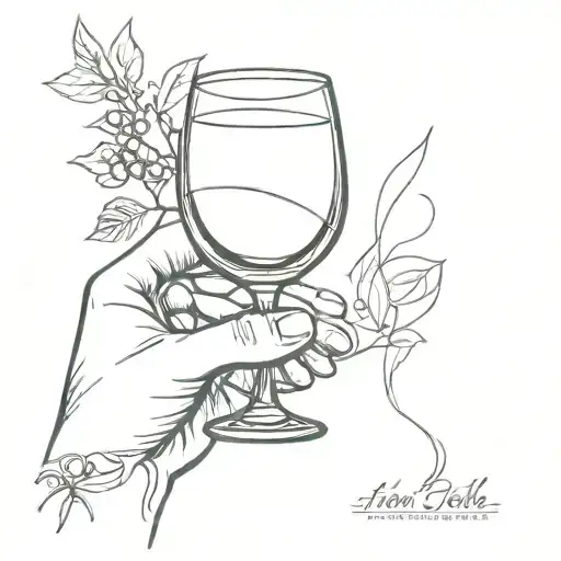 Arm Holding Wine Glass Line Work
