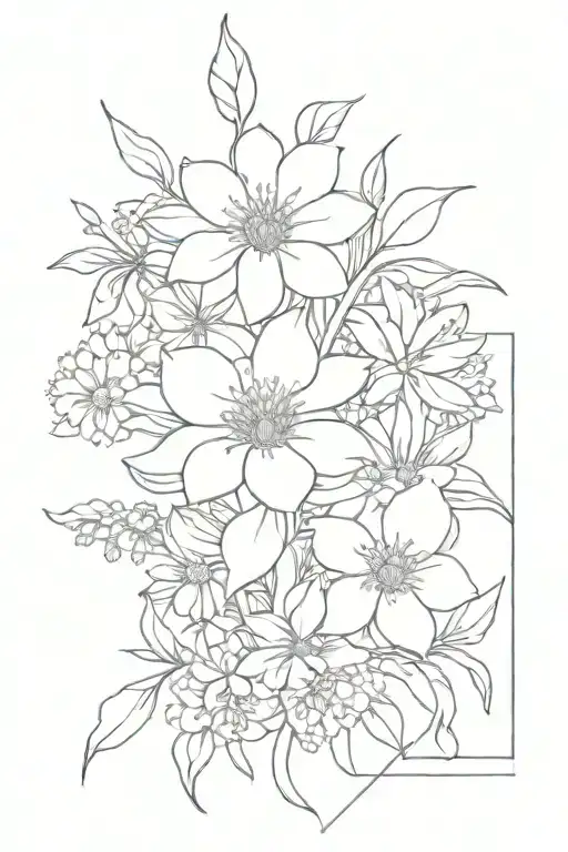 Flower Bouquet Tied With Daffodils Daisy Chrysanthemum Violets Asters