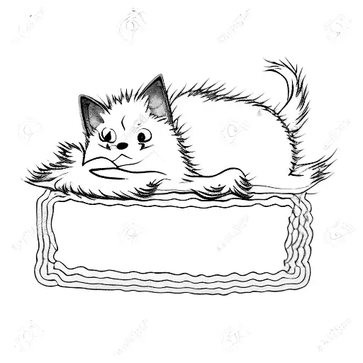 A Black Cartoon Dog With Scraggly Hair Sleeping On A Sushi Roll