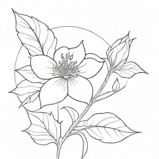 Moon Flower Minimal Line Art