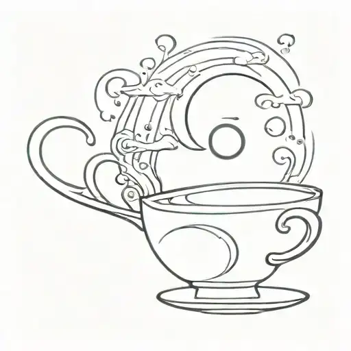 Teacup With Steam Forming The Shape Of The Moon