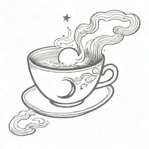 Teacup With Steam Forming The Shape Of The Moon