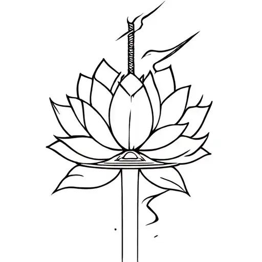 A Katana With The Blade Broken And The Hilt Is A Lotus Flower