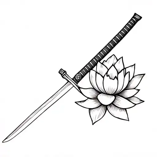 A Katana With The Blade Broken And The Hilt Is A Lotus Flower