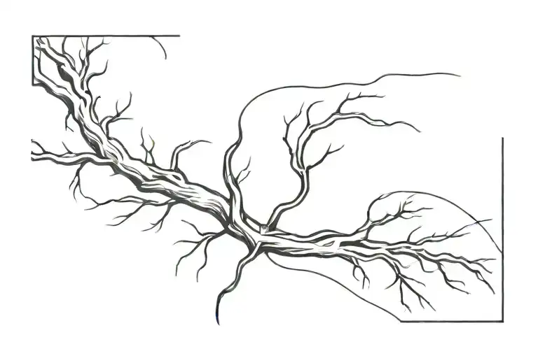 Black Tattoo Of A Root Emerging From The Suprasternal Notch And Wrapping Around The Left Collarbone