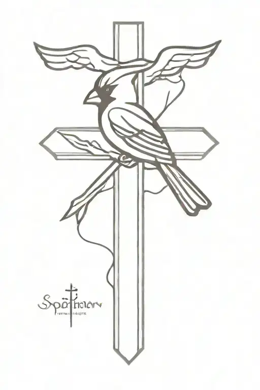 Cross Spartan Cardinal Bible Scripture Tattoo