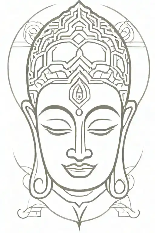 Buddha Face With Aztek Style
