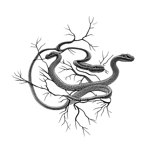 A Delicate Snake Transforms To Twisted Tree Branches