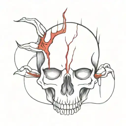Spine And Skull With Blood Coming Out Of The Eyes