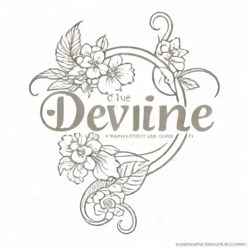The Word Devine With Flowers Around It