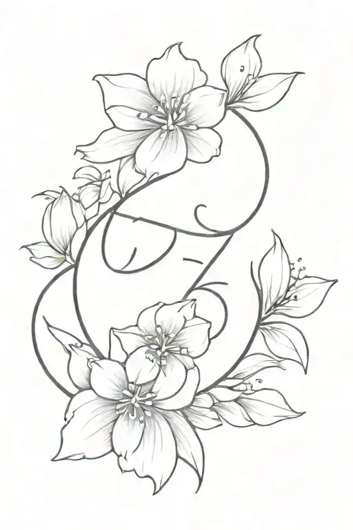 Number 13 With June And May Birth Flowers