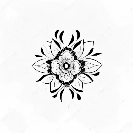 A Minimalist Tattoo Of A Vinyl Record With Floral Patterns Etched On It