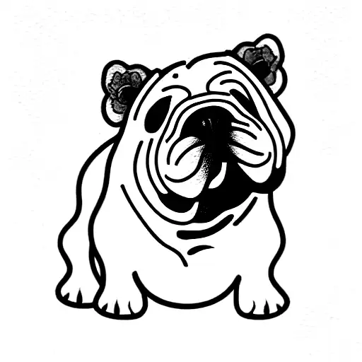 French Bull Dog With Roses At The Back