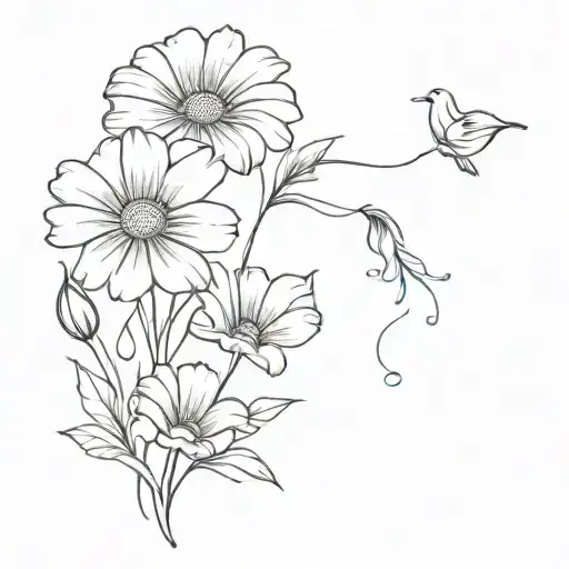 Daisy And Morning Glory Flowers