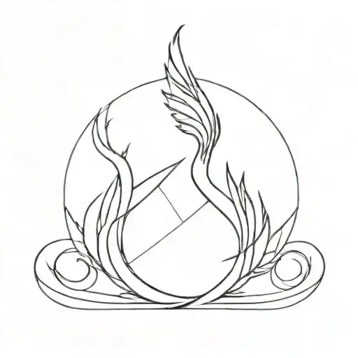 Small Fineline Mental Strength Inspired Design Incorporating A Helix And Phoenix