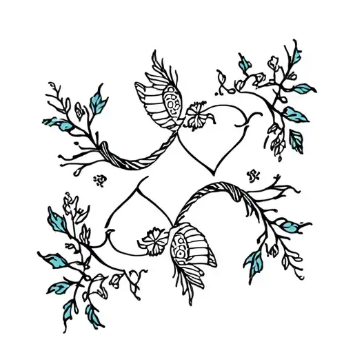 Virgo And Pisces Signs Intertwined With Vines And Flowers