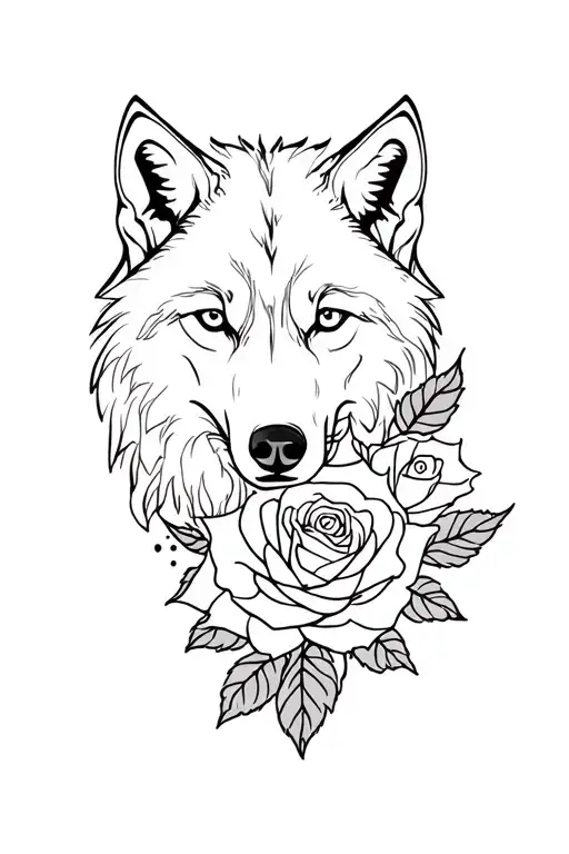 Wolf And Roses Wrapped
