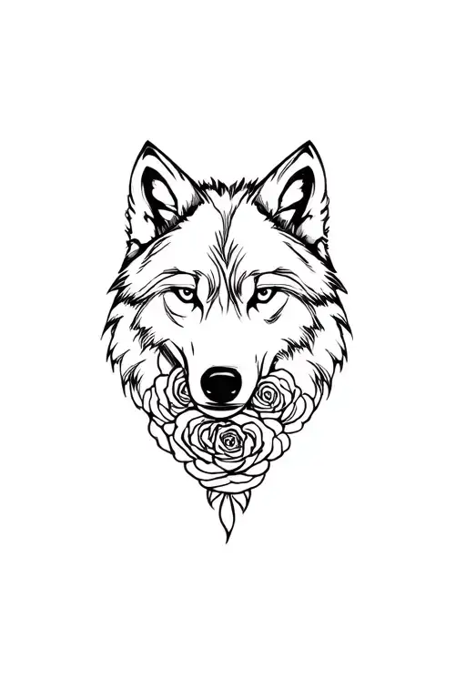 Wolf And Roses Wrapped