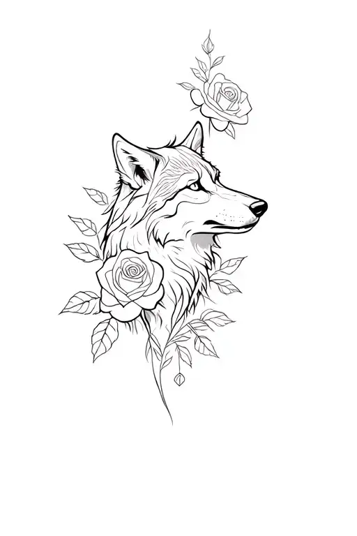 Wolf And Roses Compas Rose