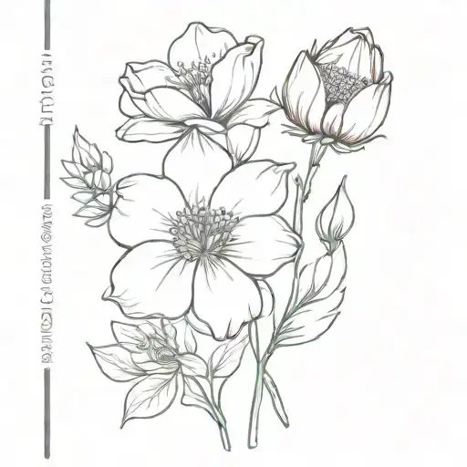 Sketch 'July And November Birth Flower Bouquet