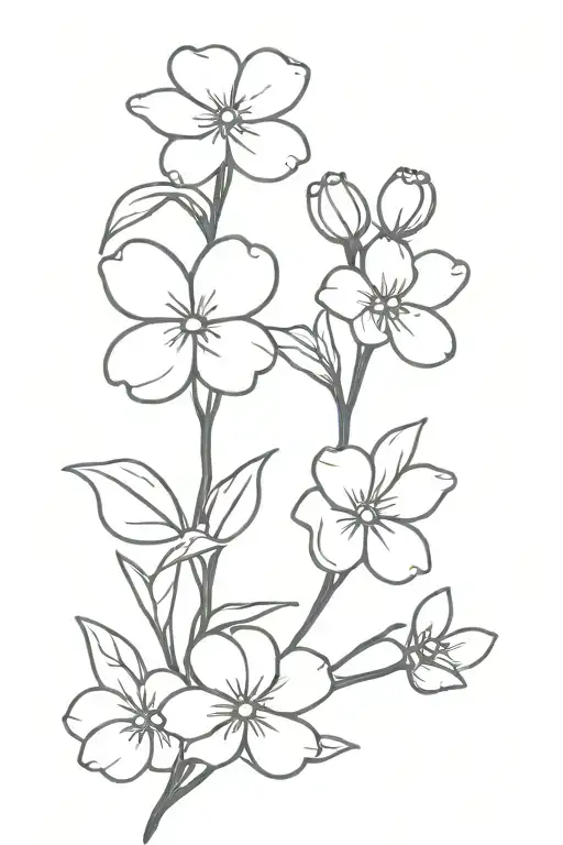 Forget Me Not Flower Black