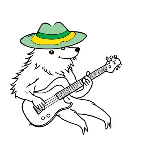 Mole Animal Playing A Guitar Wearing Jamacian Hat