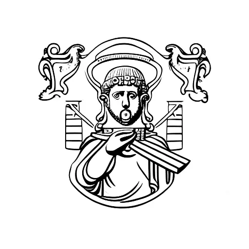 Ancient Roman Bust Statue Eating Pizza