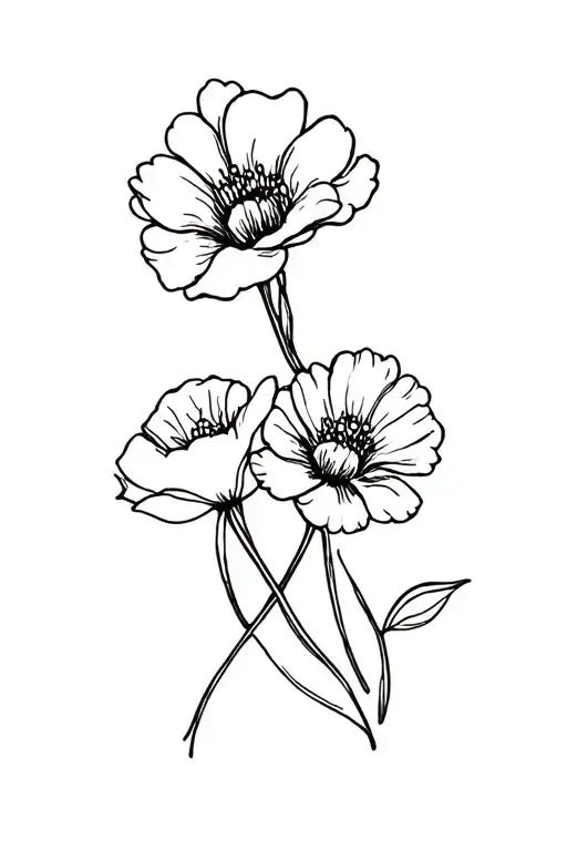 2 Different Flowers Intertwined Together Like A Mom And Daughter