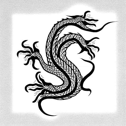 Jasmin Flower Blossoms Wrapped Around A Minimalistic Japanese Dragon