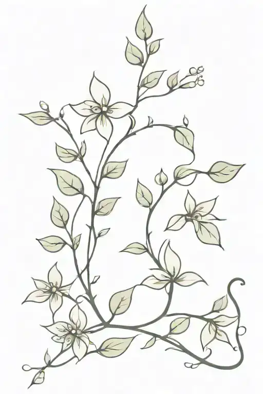 Tattoo Of Vine Flowers With Vine Leaves