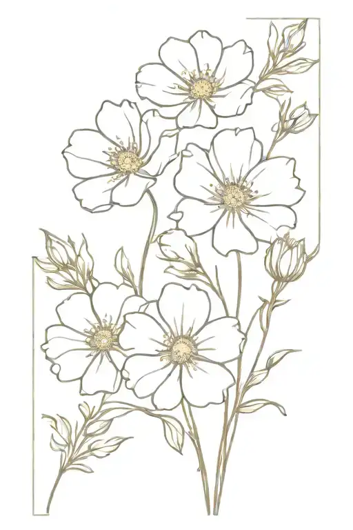 Mary Gold And Cosmos Flower Bouquet With Stems Tied