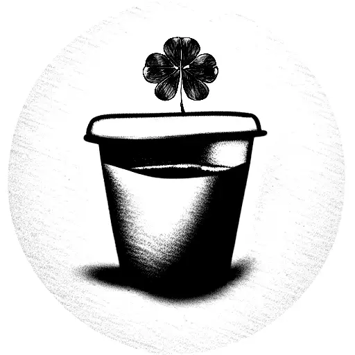 Coffee Cup With A Four Leaf Clover Inside