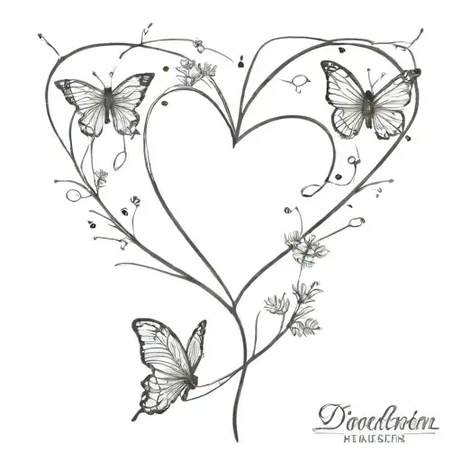 Spiky Dandelion Heart With Semi Colon Butterfly