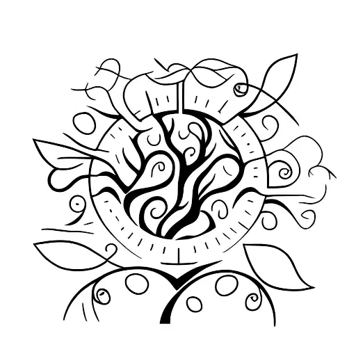 A Minimalist Tattoo Of A Family Tree With Each Member Represented By A Small Leaf