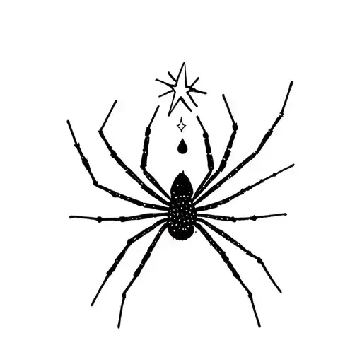 Tiny And Delicate Spider With A Tear And A Star