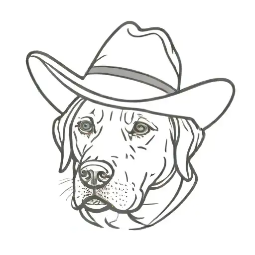 Black Labrador Retriever Wearing A Cowboy Hat