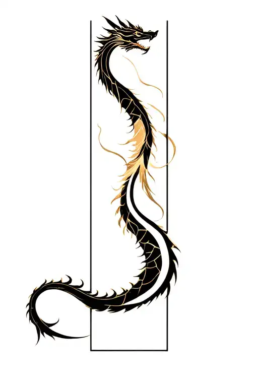 Black And Gold Dragon Vertical