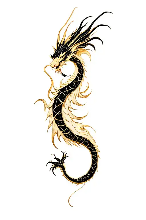 Black And Gold Dragon Vertical