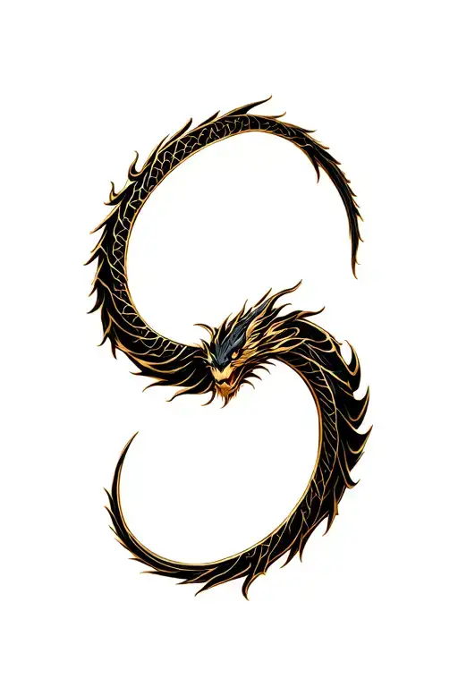 Black And Gold Dragon Vertical